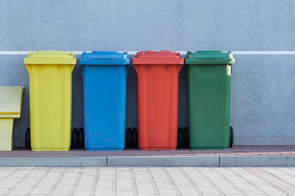 Trash and Recycling cans